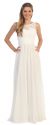 Lace Neck Ruched Bust Long Formal Bridesmaid Dress in Off White